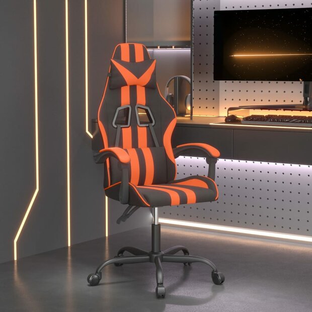 Gamestoel draaibaar kunstleer zwart en oranje 1