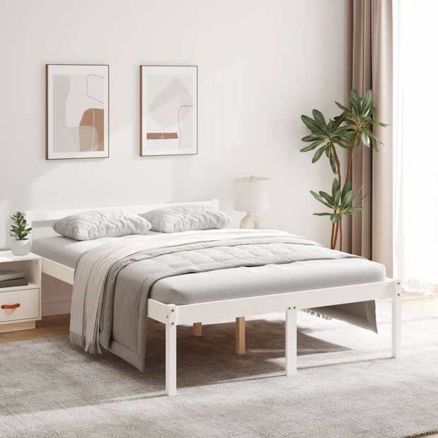 Seniorenbed massief grenenhout wit 140x190 cm 1