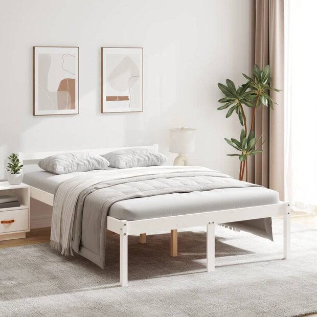 Seniorenbed massief grenenhout wit 140x200 cm 1
