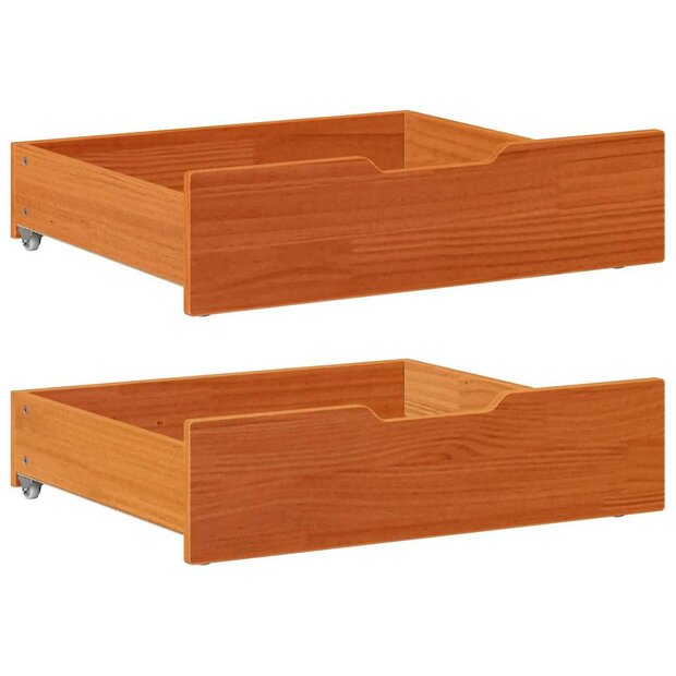 Bedlades 2 st 75x55x17 massief grenenhout wasbruin 1