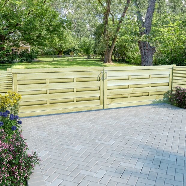 Poorten 2 st 150x75 cm ge&iuml;mpregneerd grenenhout groen 1