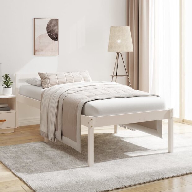 Seniorenbed massief grenenhout wit 90x190 cm 1