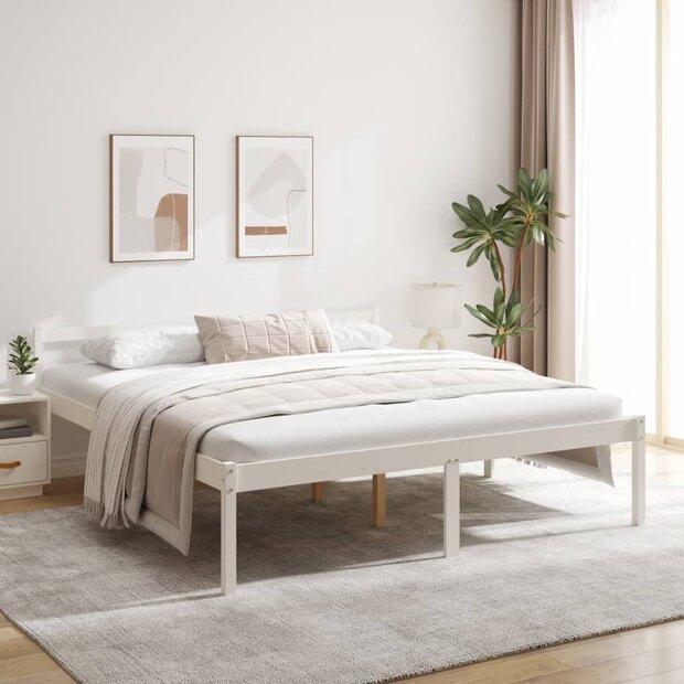 Seniorenbed massief grenenhout wit 180x200 cm 1