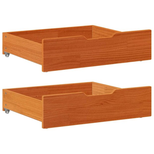 Bedlades 2 st 65x55x17 massief grenenhout wasbruin 1