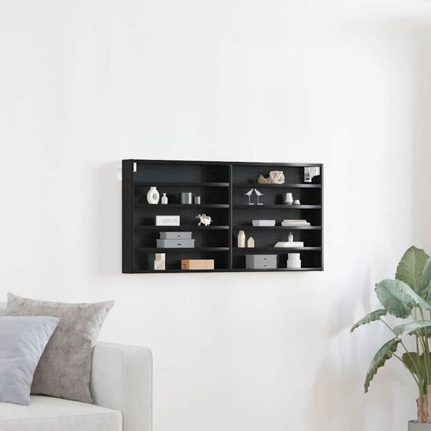 Vitrinekast Zwart Eiken 100 x 8,5 x 50 cm Bewerkt hout 1