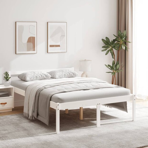 Seniorenbed massief grenenhout wit 120x200 cm 1