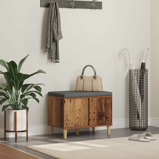 Halbank met kussen met opslag Oudhout 60 x 38 x 46 cm 1