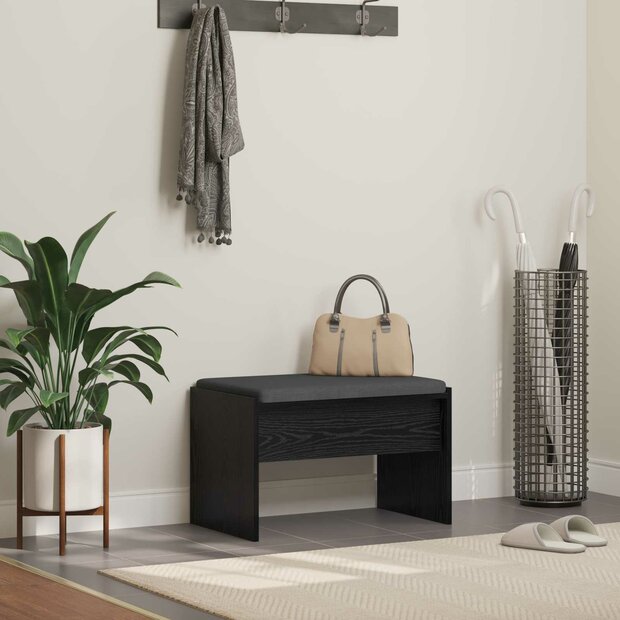 Halbank met kussen Zwart Eiken 60 x 38 x 46 cm 1