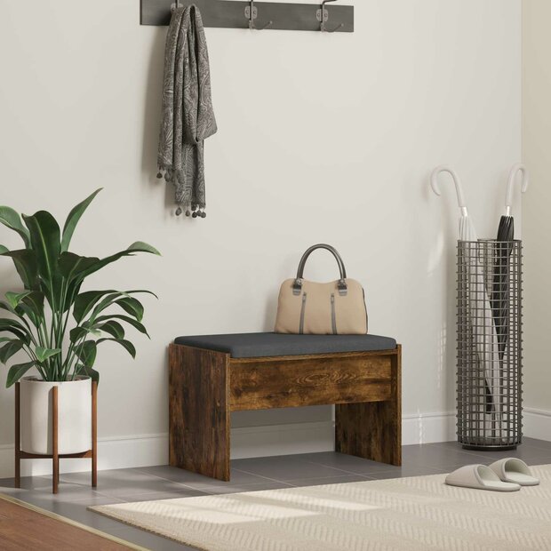 Halbank met kussen Gerookt eiken 60 x 38 x 46 cm 1