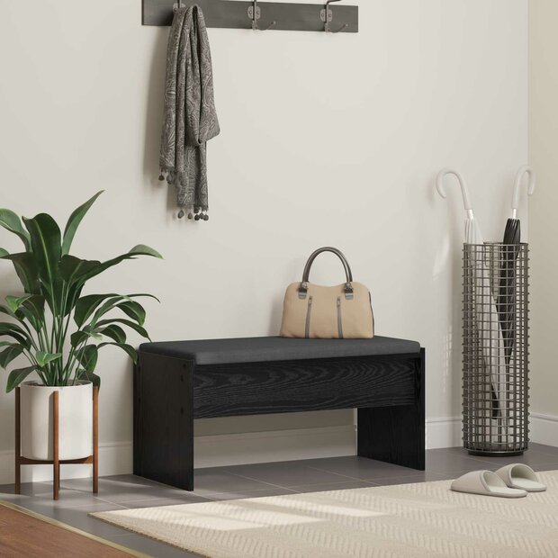 Halbank met kussen Zwart Eiken 80 x 38 x 46 cm 1