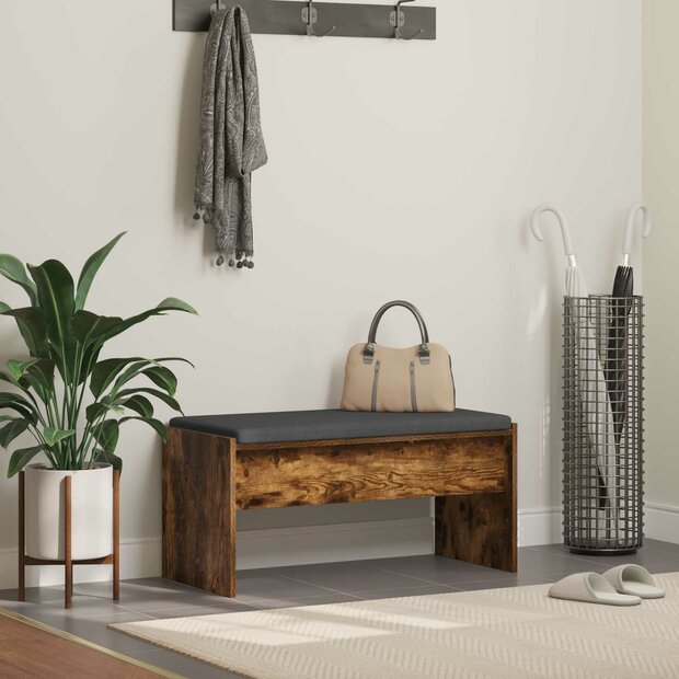 Halbank met kussen Gerookt eiken 80 x 38 x 46 cm 1