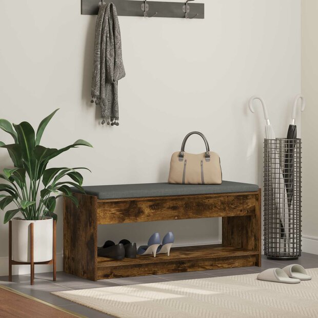 Halbank met kussen met plank Gerookt eiken 100 x 38 x 46 cm 1