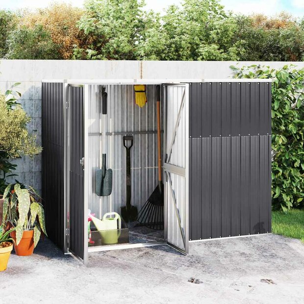 Tuinschuur 225x89x161 cm gegalvaniseerd staal antracietkleurig 1