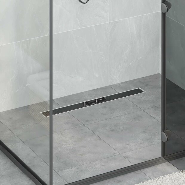 Doucheafvoer Glasdeksel met 360&deg; Sifon Zwart 70 cm 1