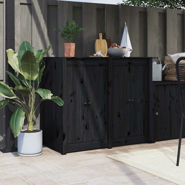 Kastdeurtjes voor buitenkeuken MEPPEL  2 st 50x9x82 cm grenenhout zwart 1