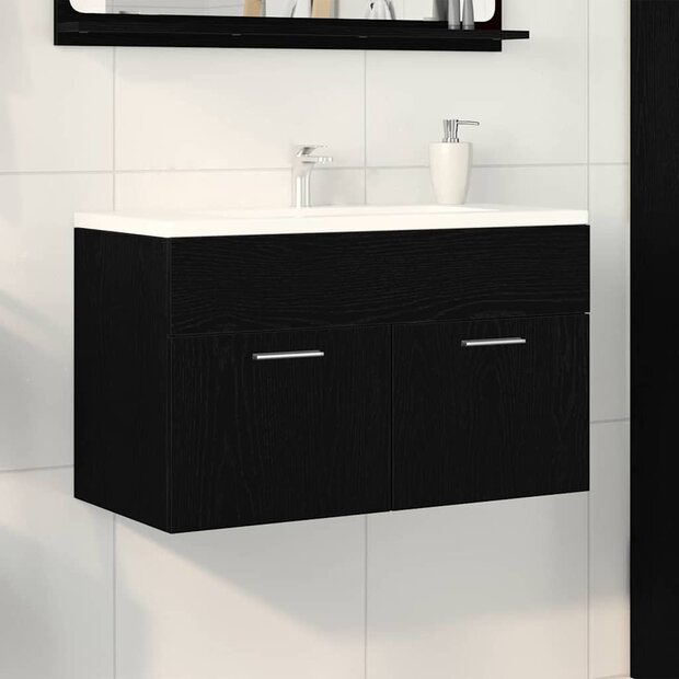 Wastafelkast Zwart Eiken 38,5 x 100 x 46 cm Bewerkt hout 1