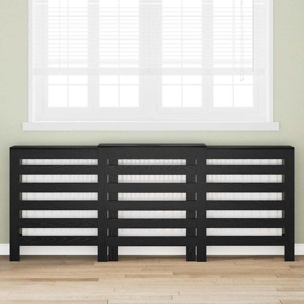 Radiatorafdekking Zwart Eiken 205 x 21,5 x 83,5 cm Bewerkt hout 1