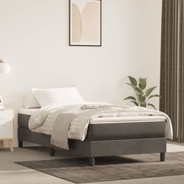 Pocketveringmatras medium 90x190x20 cm fluweel donkergrijs 1