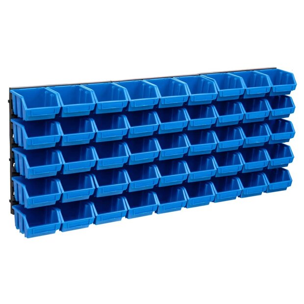 48-delige Opslagbakkenset met wandpanelen blauw en zwart 1