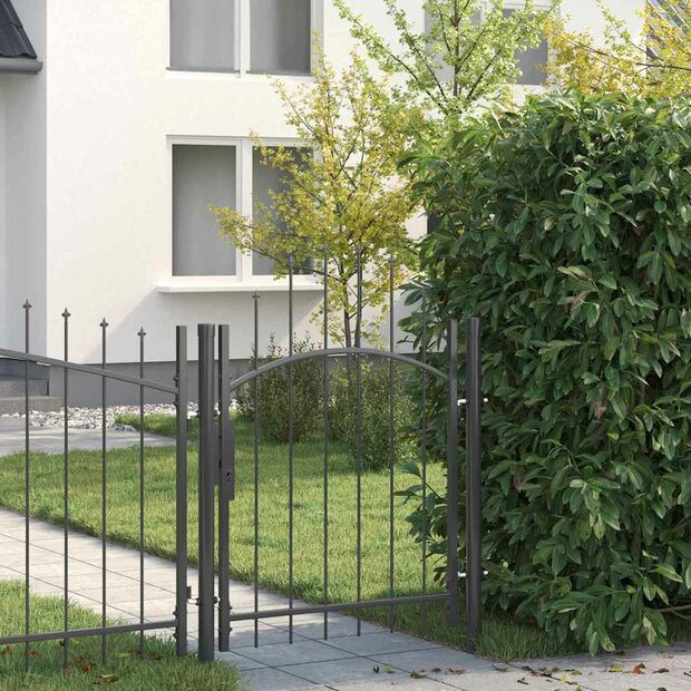 Tuinpoort met slot Grijs 125 x 100 cm Staal 1