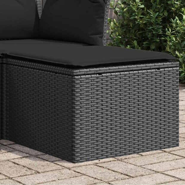 Tuinkruk met kussen zwart 55x55x37 cm poly rattan 1