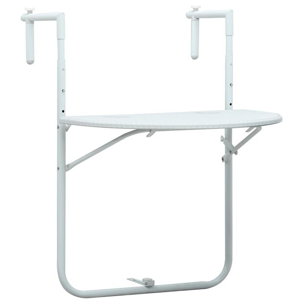 Balkontafel hangend 60x64x83,5 cm rattan-look kunststof wit 1
