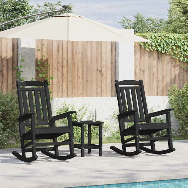 Schommelstoel 2 pcs Zwart 92 x 70 x 108 cm Polyetheen 1