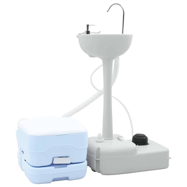 Camping Toilet Set 2 pcs Blauw en Wit 1
