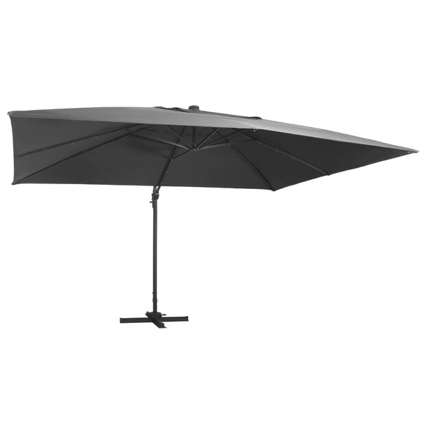 Zweefparasol met LED en aluminium paal 400x300 cm antraciet 1