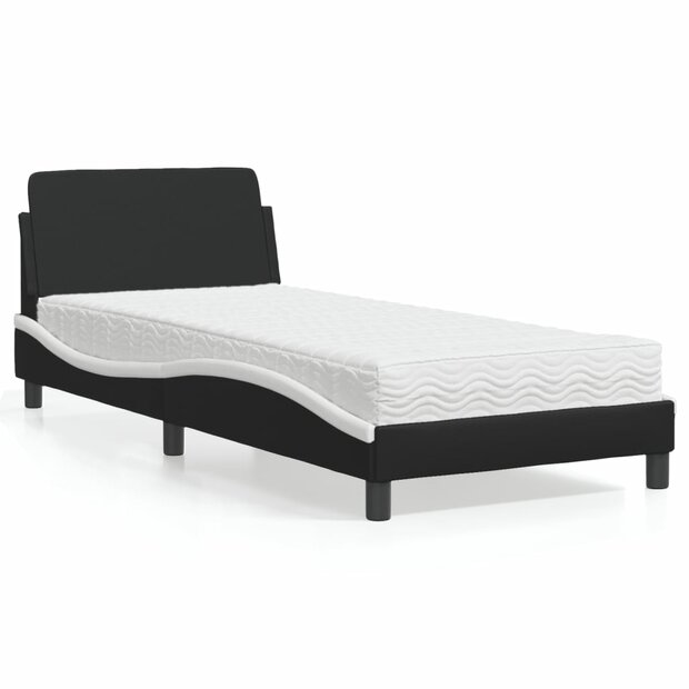 Bed met matras "Dover" kunstleer zwart en wit 80x200 cm 1