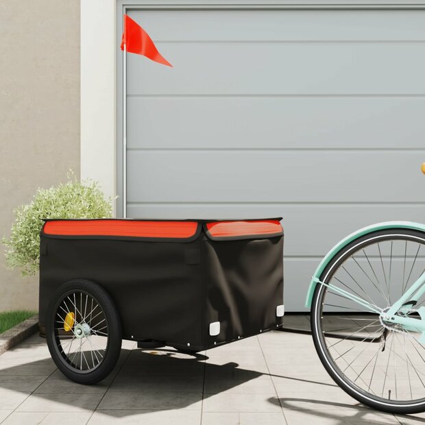 Fietstrailer 45 kg ijzer zwart en oranje 1