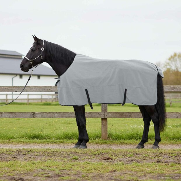 Paardendeken Volledig Lichtgrijs en Roze Polyester 1