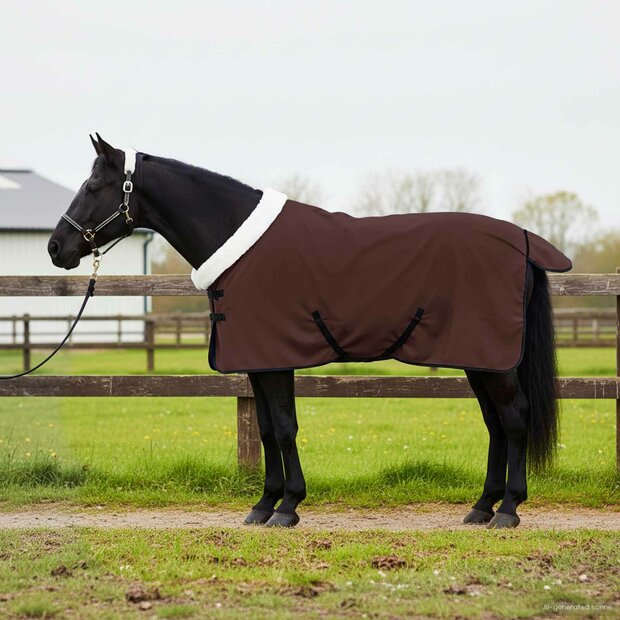 Paardendeken Volledig Donkerbruin 85 cm Polar fleece 1