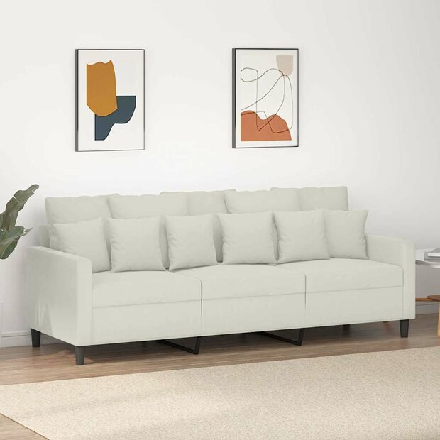Driezitsbank 180 cm fluweel cr&egrave;mekleurig 1