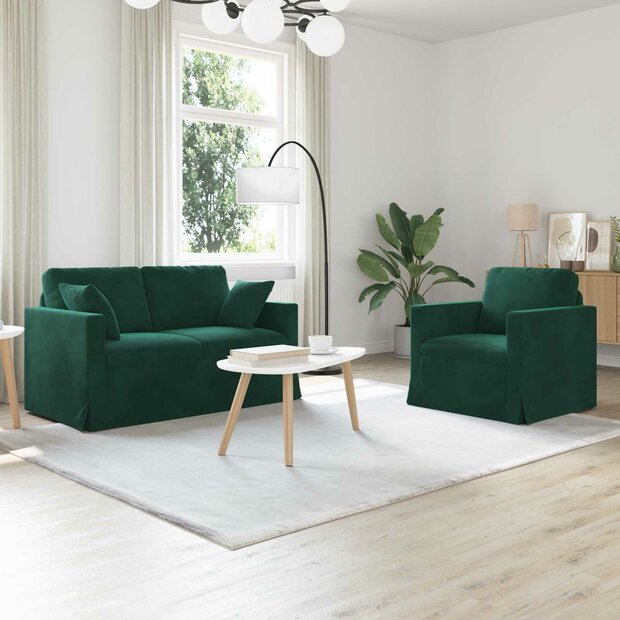 Bankstel 2 pcs Donkergroen 138 x 78 x 80 cm Fluweel 1