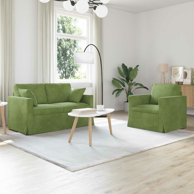 Bankstel 2 pcs Lichtgroen 138 x 78 x 80 cm Fluweel 1