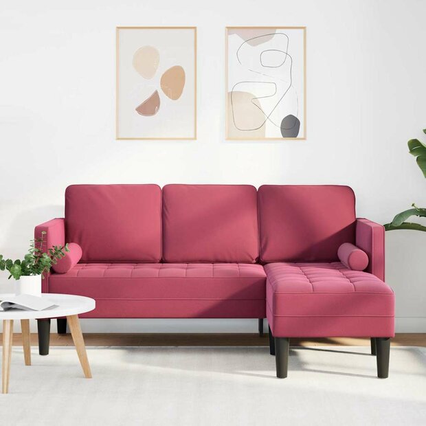 Bankstel met kussen Wijnrood Polyester 1