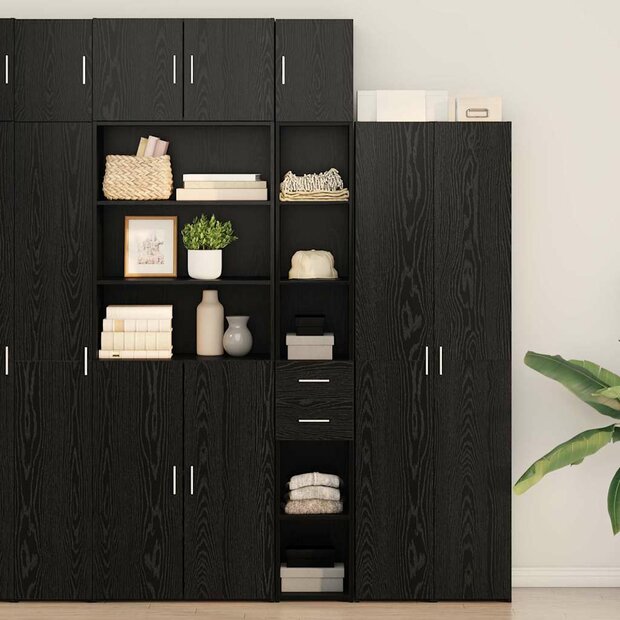 Opbergkast met lade 2 pcs Zwart Eiken 30 x 42,5 x 225 cm 1