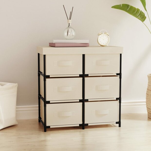 Opbergkast met 6 lades 55x29x55 cm staal cr&egrave;mekleurig 1