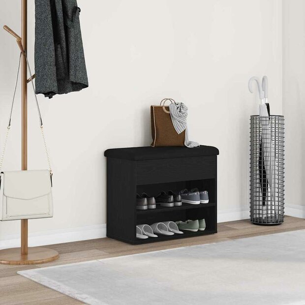 Opslagbank met plank Zwart Eiken 62 x 32 x 50 cm Bewerkt hout 1