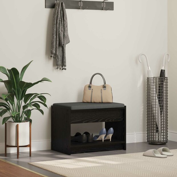 Halbank met kussen met plank Zwarte Eik 63 x 38 x 45 cm 1