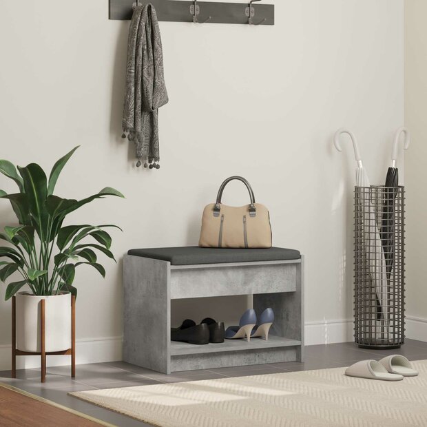 Halbank met kussen met plank Beton Grijs 63 x 38 x 45 cm 1