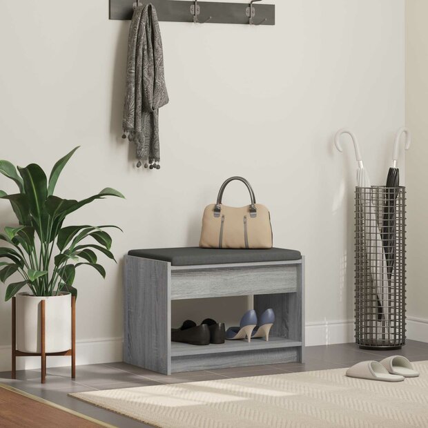 Halbank met kussen met plank Grijze Sonoma 63 x 38 x 45 cm 1