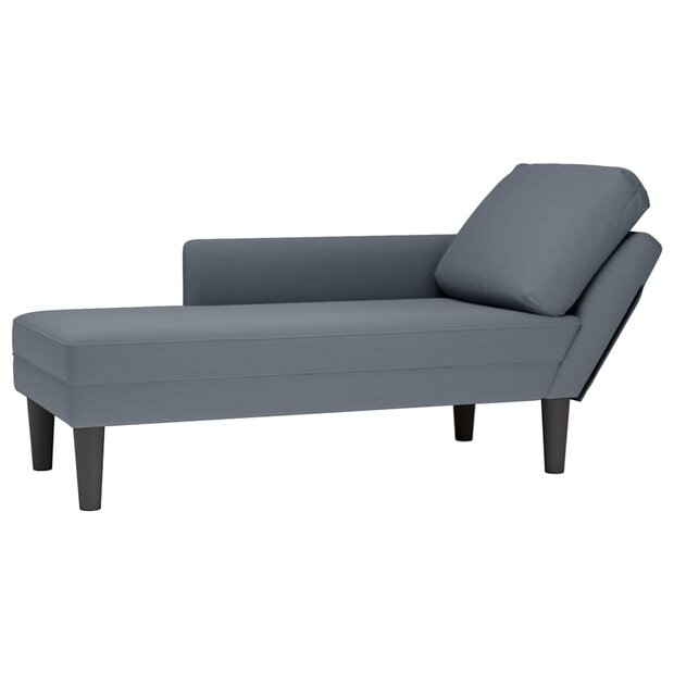 Chaise longue met kussen&amp;rechterarmleuning fluweel donkergrijs 1