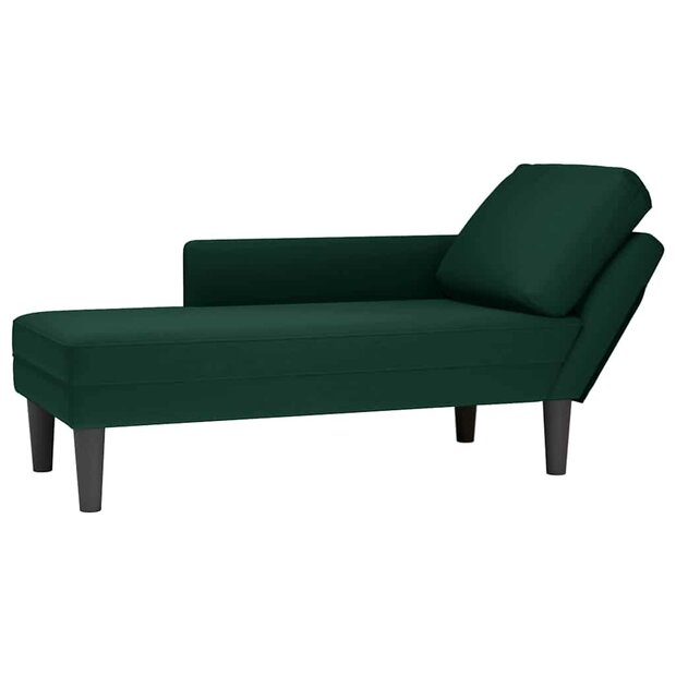 Chaise longue met kussen&amp;rechterarmleuning fluweel donkergroen 1