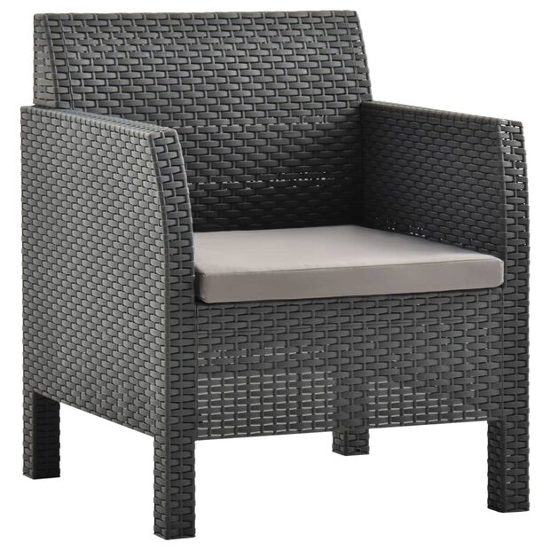 Tuinstoel met kussen antraciet 63x65x76 cm PP rattan 1