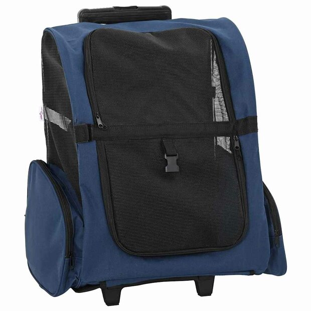 Huisdierentrolley 3-in-1 48x32x(57-106) cm oxford stof blauw 1