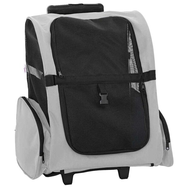 Huisdierentrolley 3-in-1 48x32x(57-106) cm oxford stof grijs 1