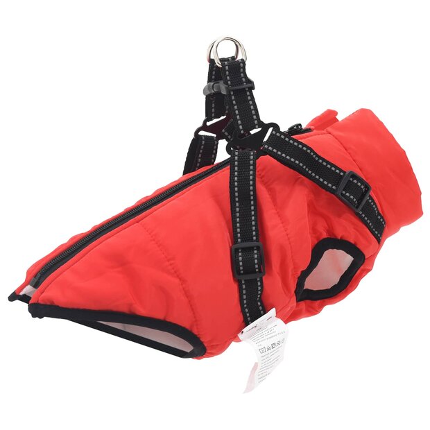 Hondenjas met harnas Rood L40 Fleece en polyester 1