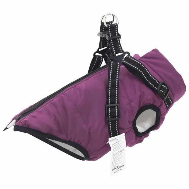 Hondenjas met harnas Paars L28 Fleece en polyester 1